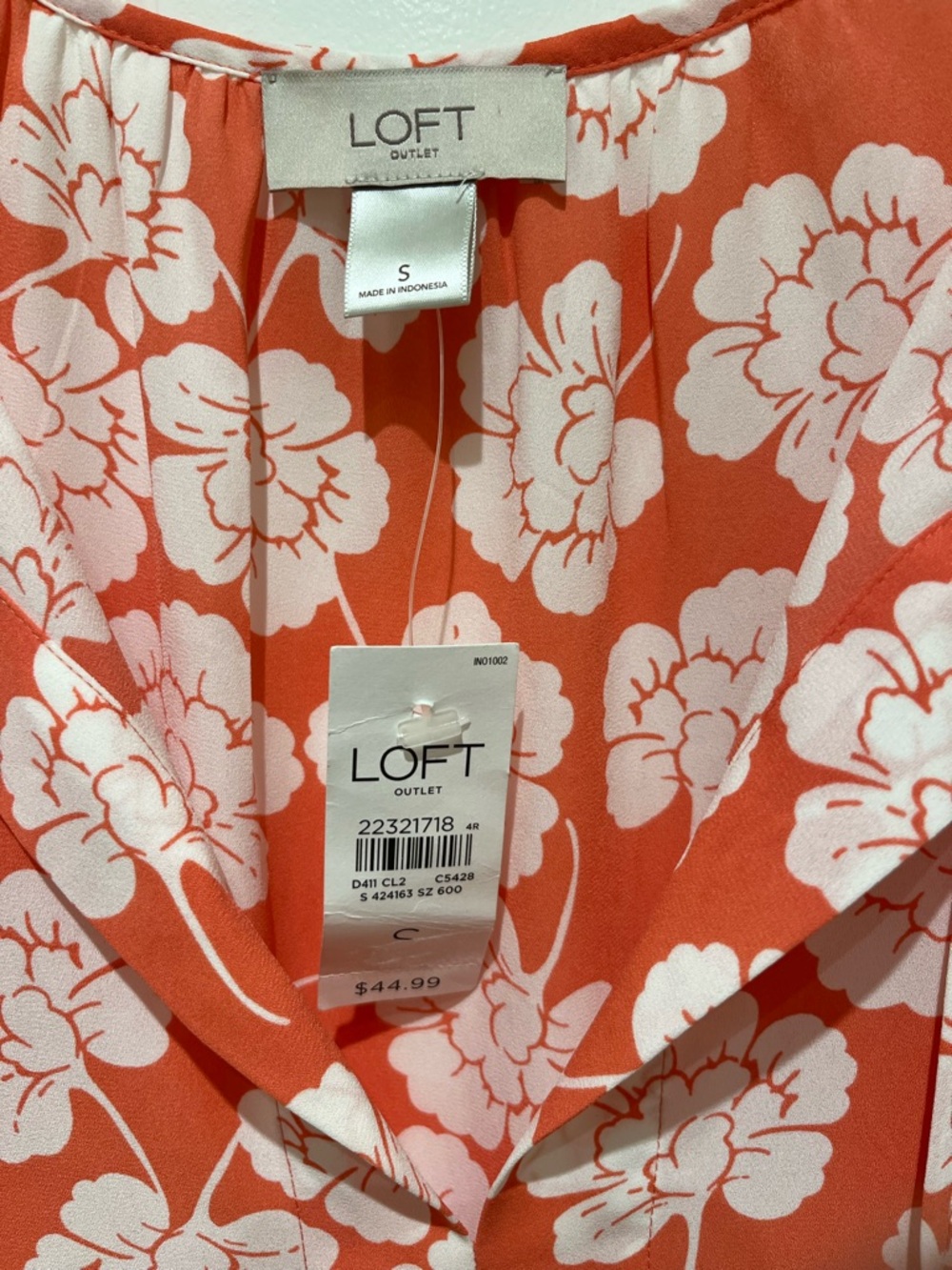 NWT LOFT Coral-White Floral Peplum Tank - Picture 6 of 6